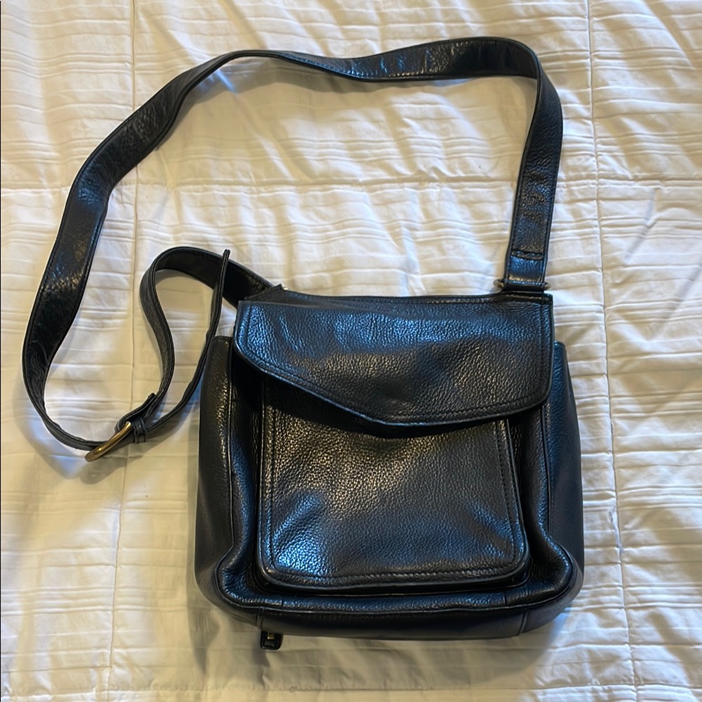 Fossil Black Leather Saddle Purse